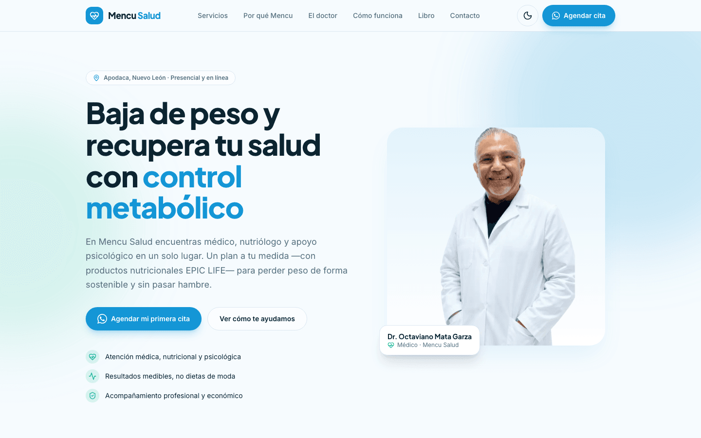 Captura del sitio Mencu Salud